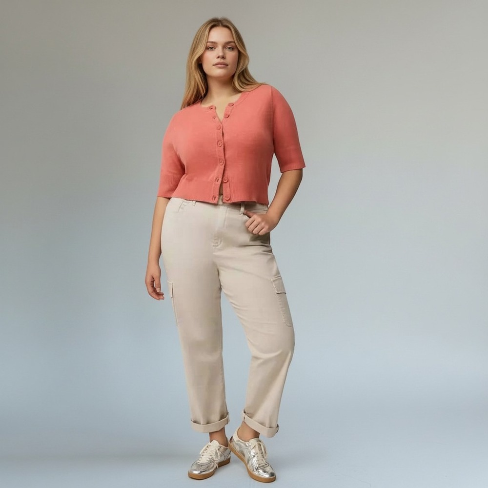 Torrid Straight Leg Cargo Pants Women 18R Beige Cotton Spandex Utility Gorpcore